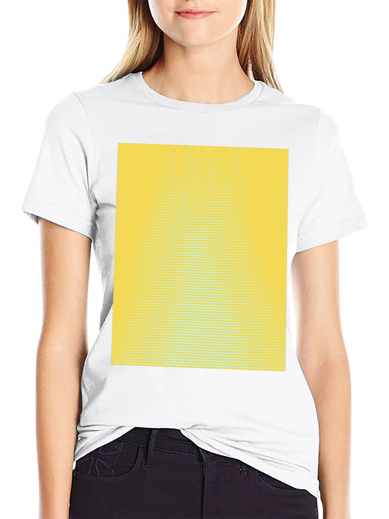 Black Abstract Yellow Gradient T-Shirt - Modern Graphic Tee view 9