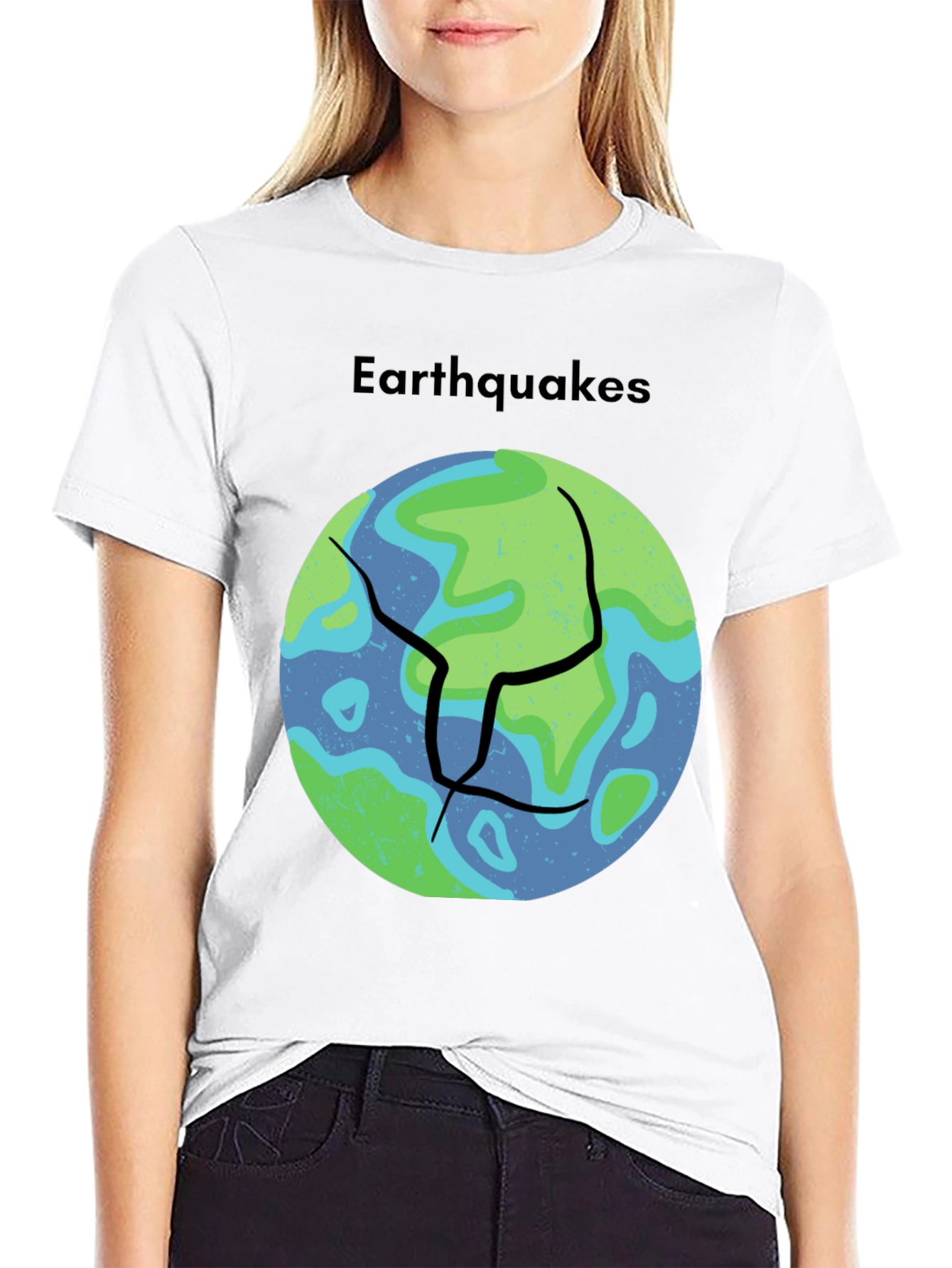 Black Earthquakes Graphic Tee - Black Crew Neck T-Shirt view 9