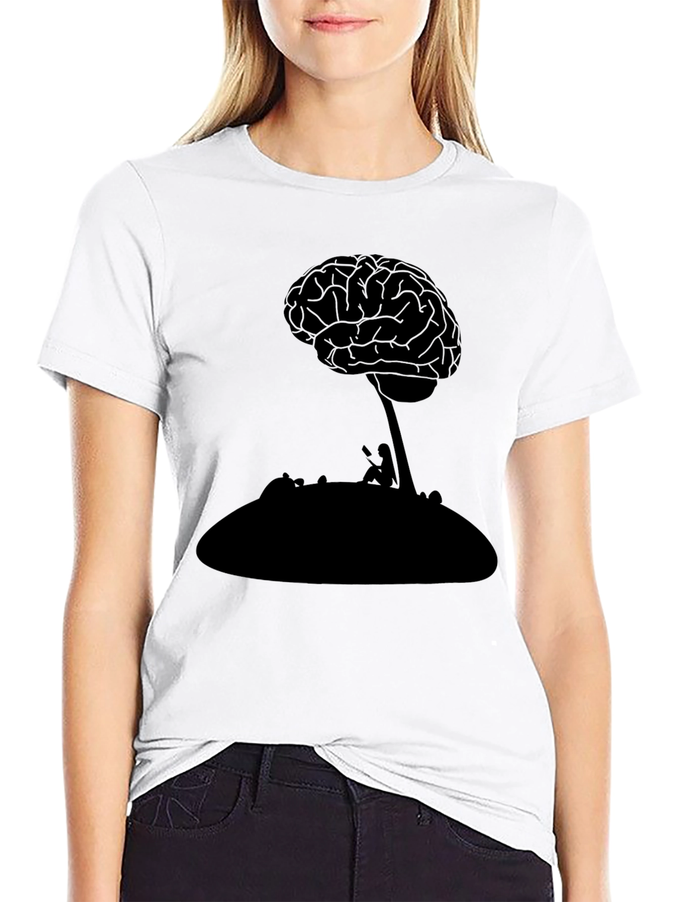 Black Brain Tree Silhouette T-Shirt view 9