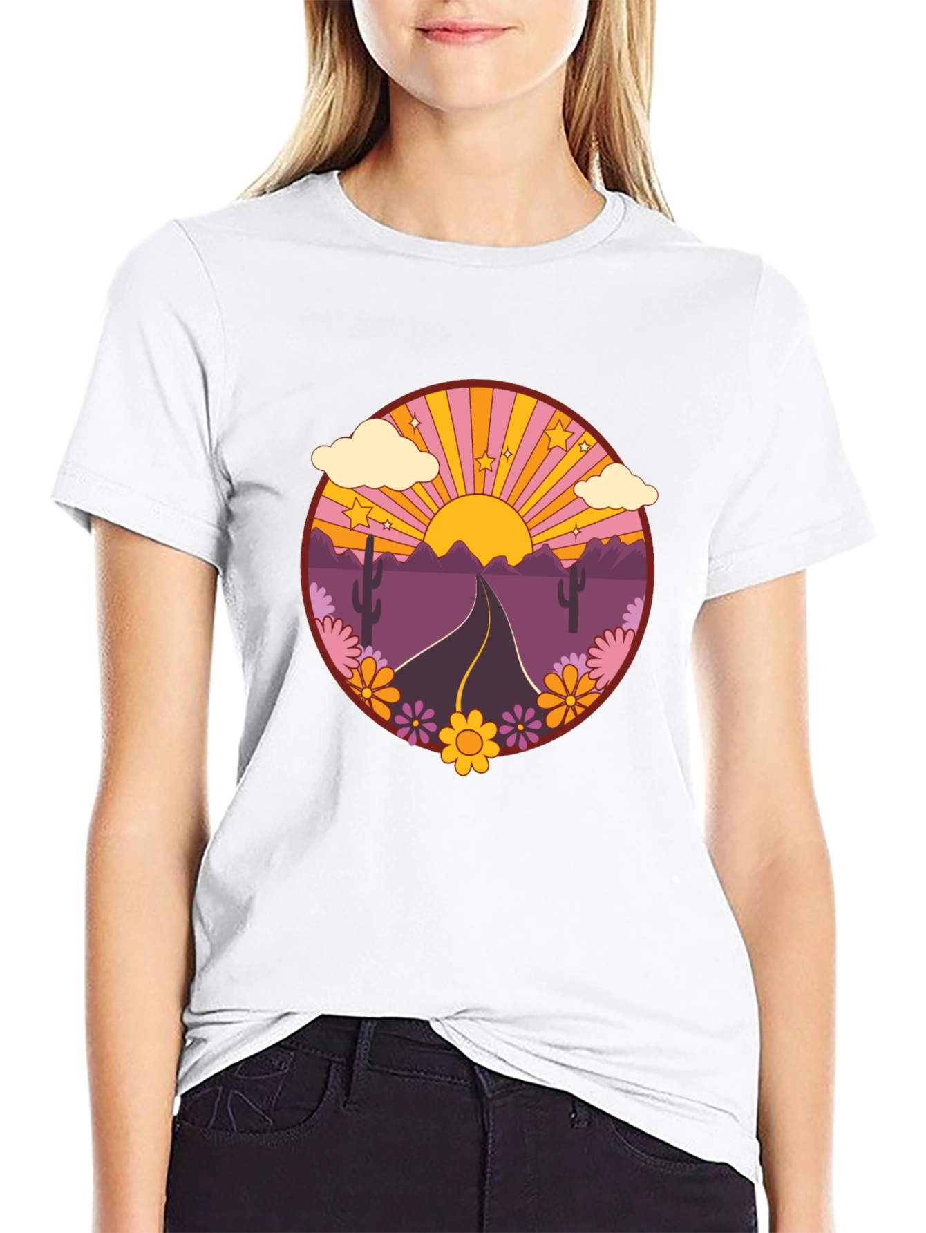 Black Retro Desert Road Trip T-Shirt view 9