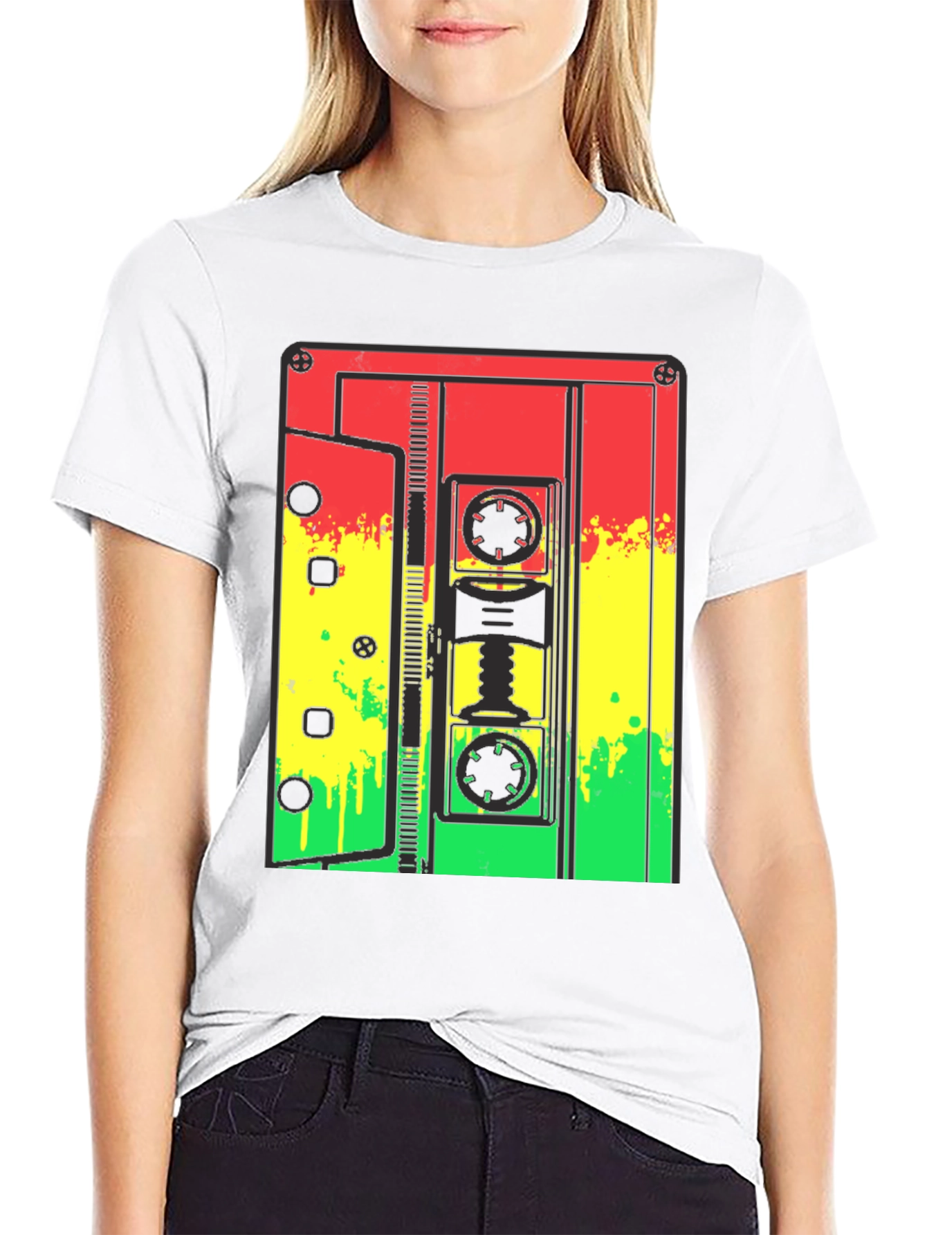 Black Rasta Cassette Tape Graphic Tee view 9