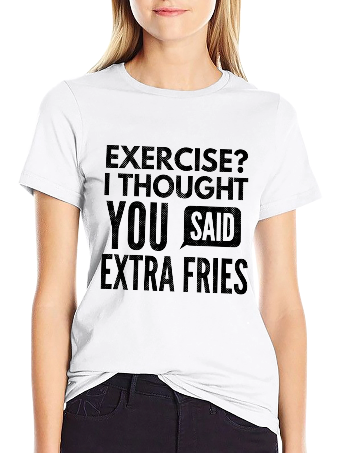 Black Funny Extra Fries Graphic T-Shirt view 9