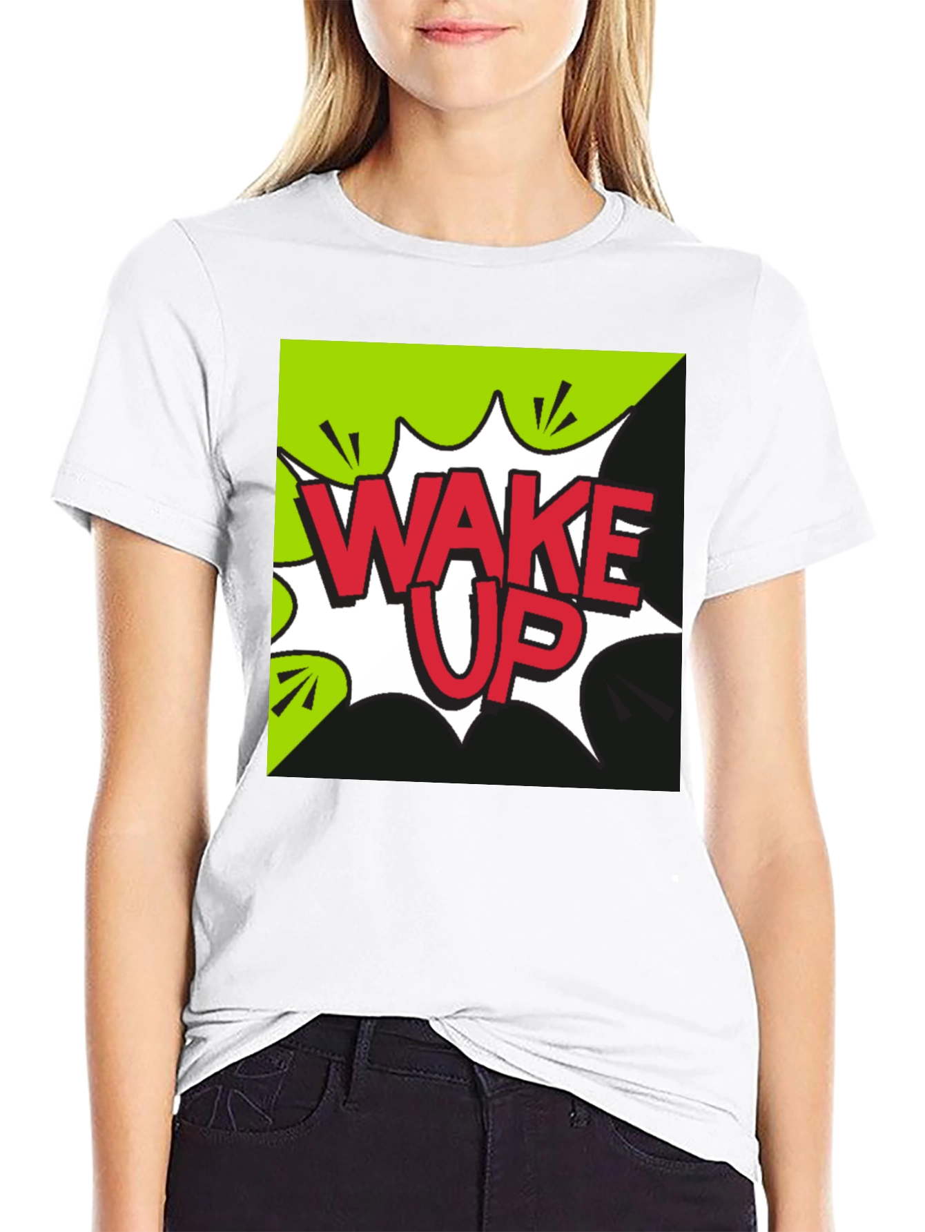 Black Wake Up Graphic Tee - Black Cotton T-Shirt view 9