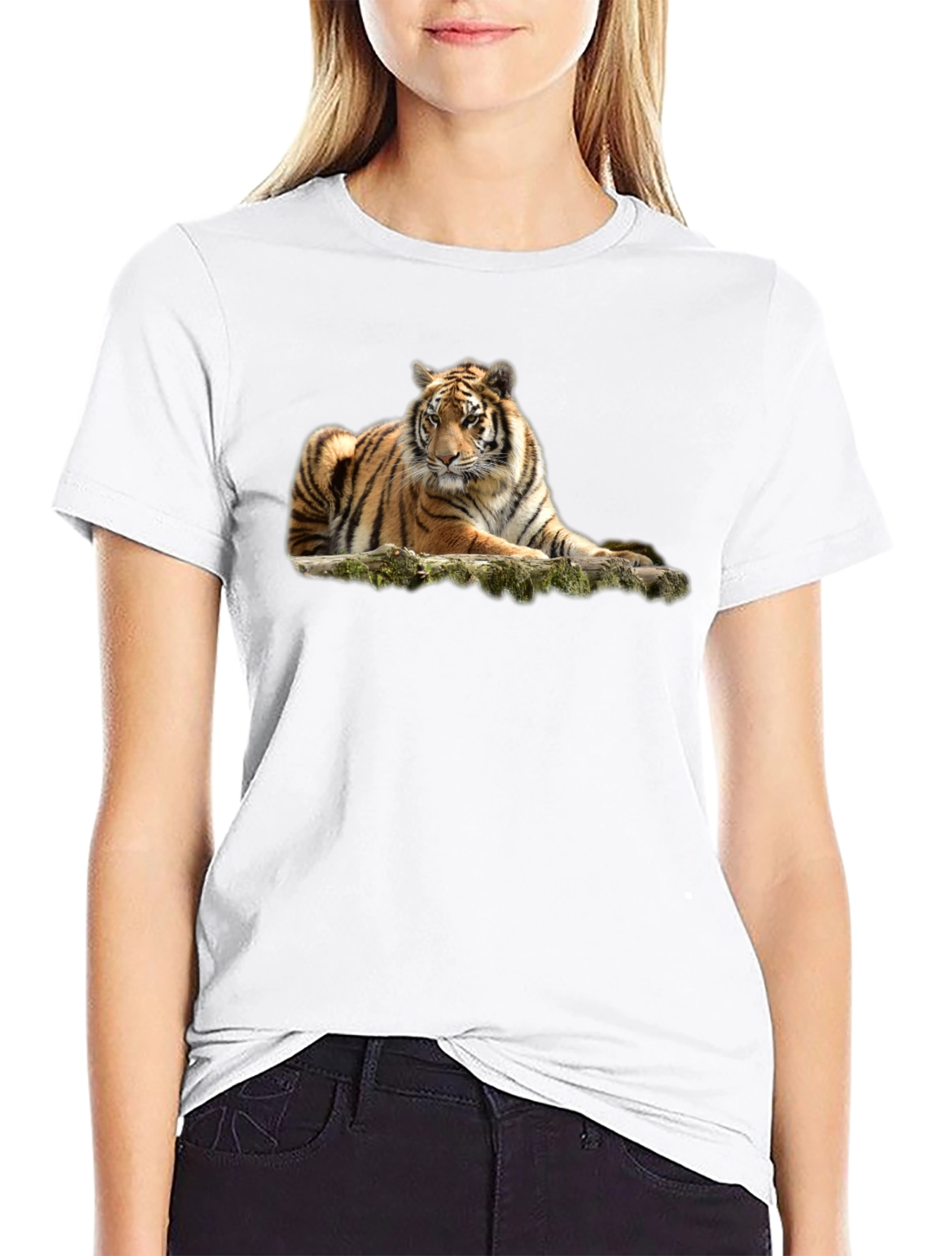 Black Tiger Graphic T-Shirt - Black Crew Neck Tee view 9