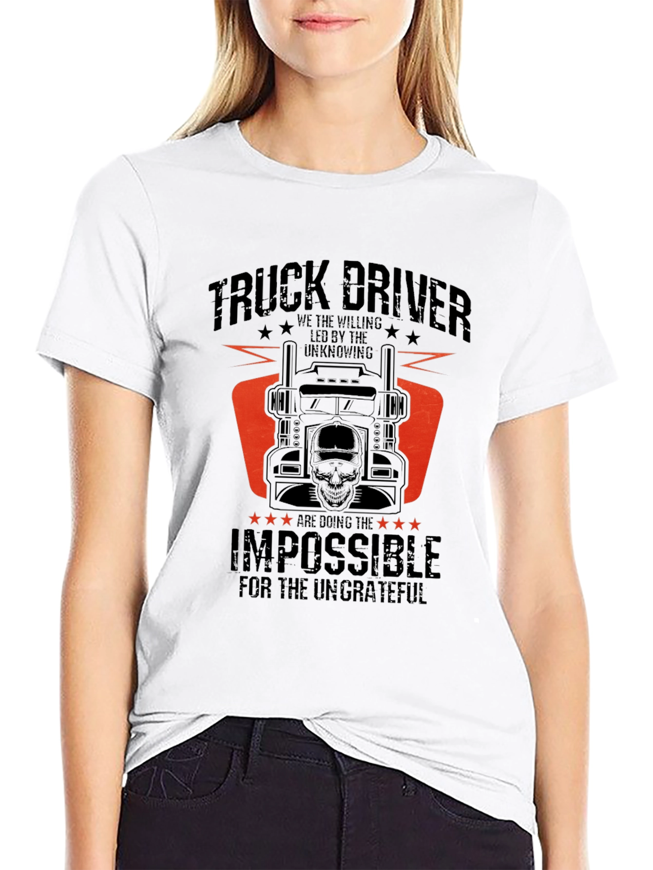 Black Truck Driver T-Shirt - Doing the Impossible view 9