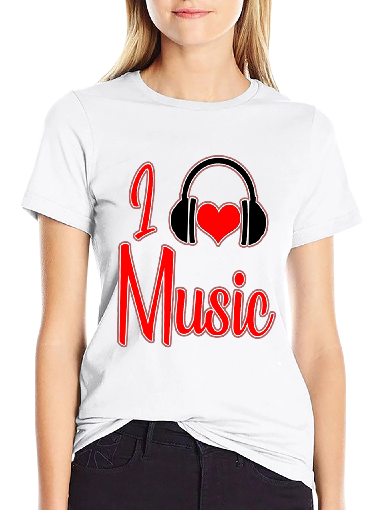Black I Love Music Graphic T-Shirt view 9