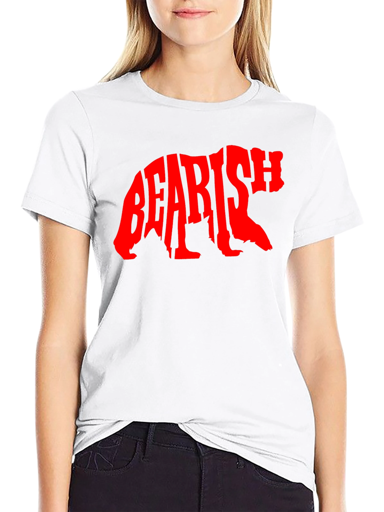 Black Bearish Graphic Tee - Black Cotton T-Shirt view 9