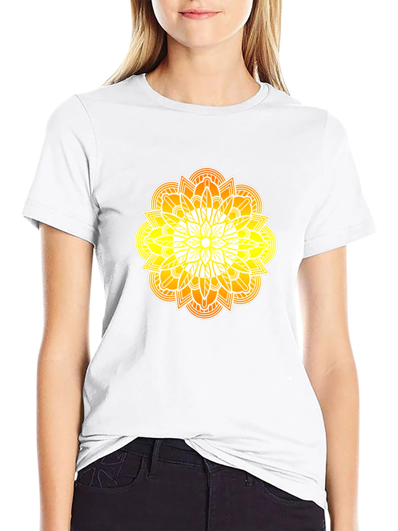 Black Radiant Mandala Graphic Black Tee view 9