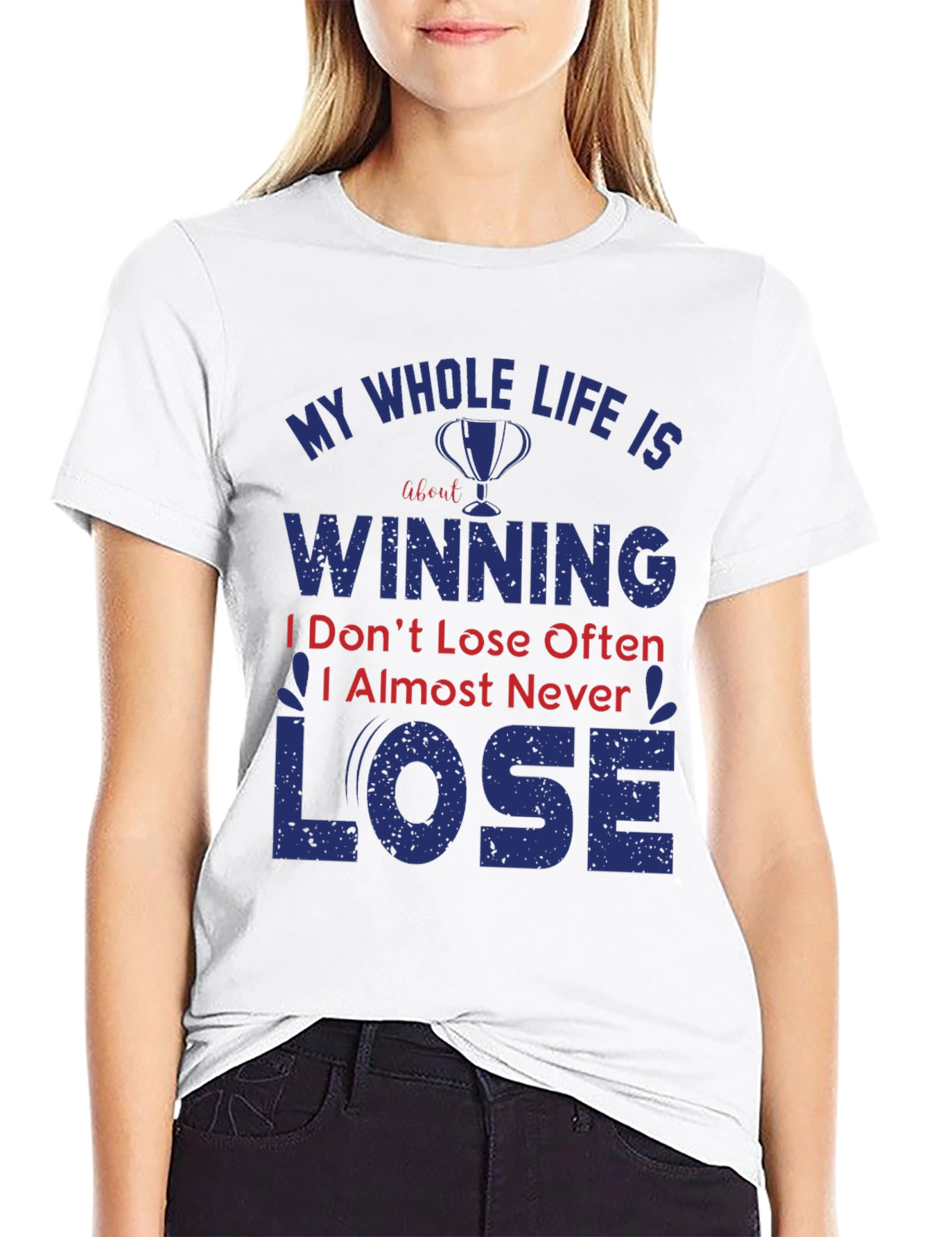 Black Winning T-Shirt: Never Lose Attitude Black Tee view 9