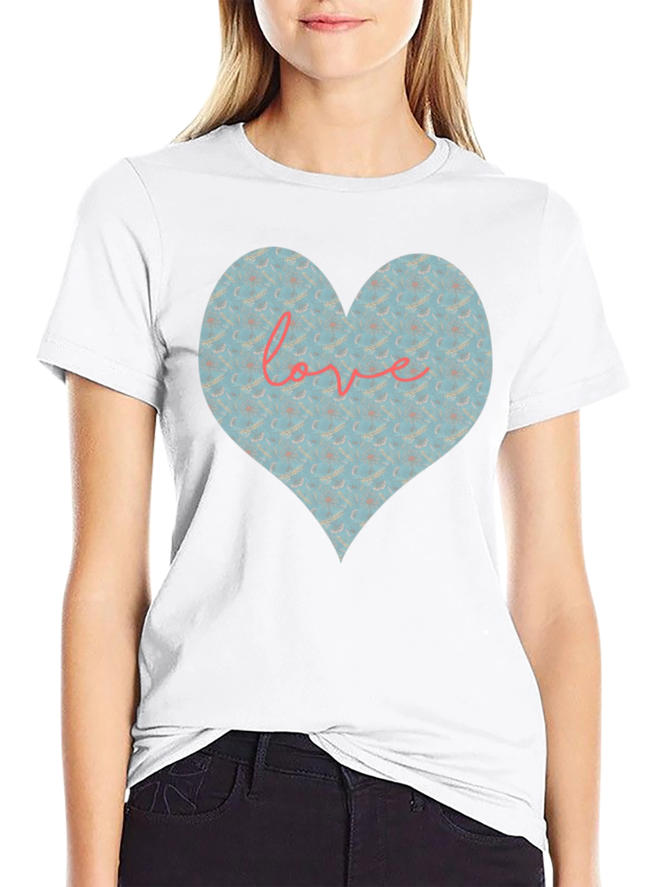 Black Heart Love Graphic Black T-Shirt view 9