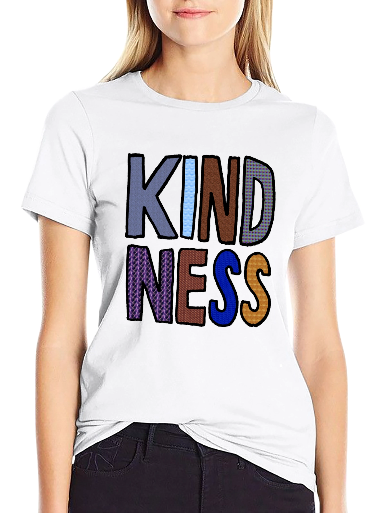 Black Kindness T-Shirt - Colorful Graphic Tee view 9