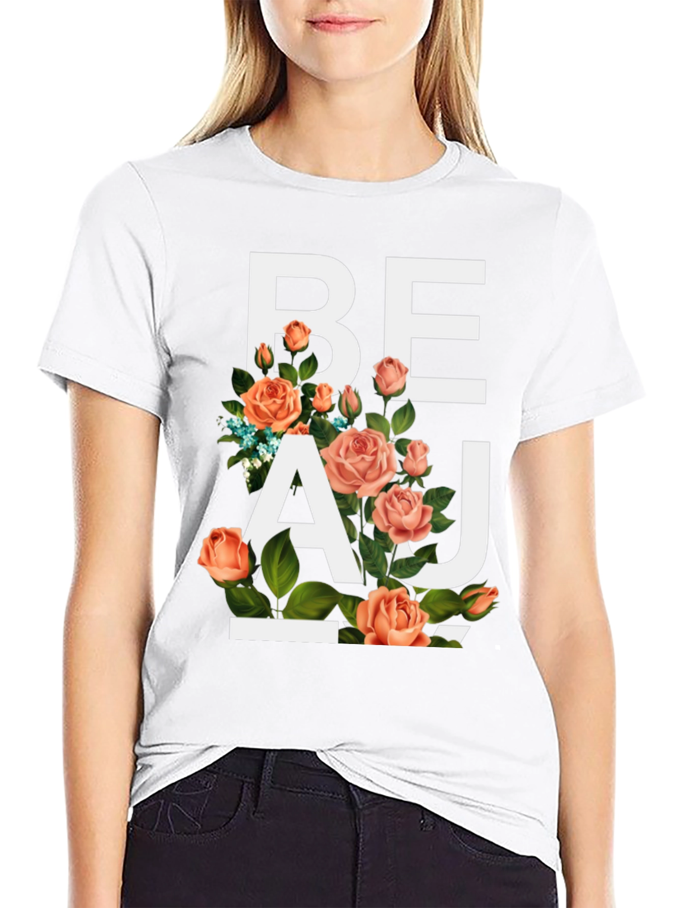 Black Floral Beau T-Shirt - Stylish Graphic Tee view 9