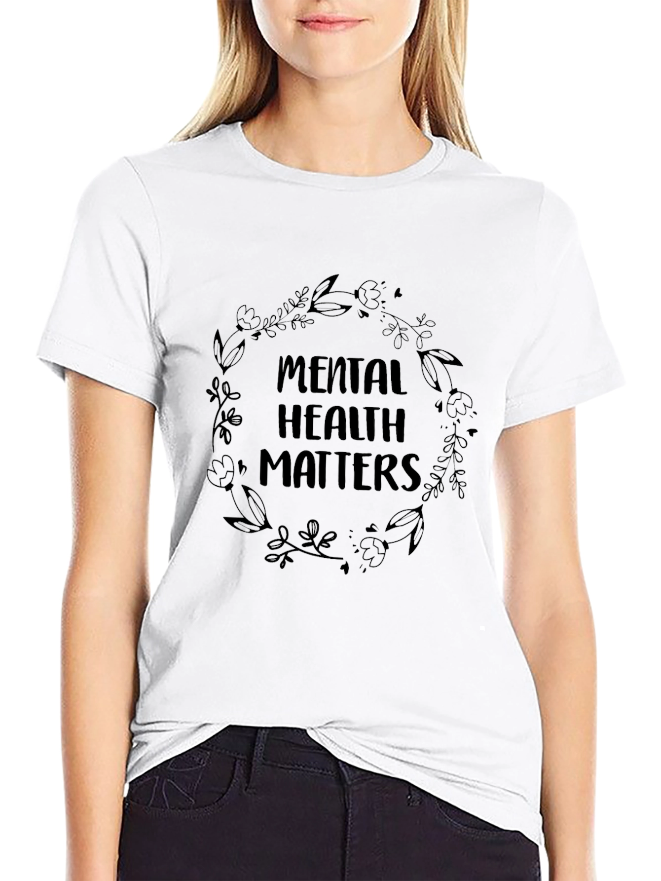 Black Mental Health Matters Black Graphic Tee view 9