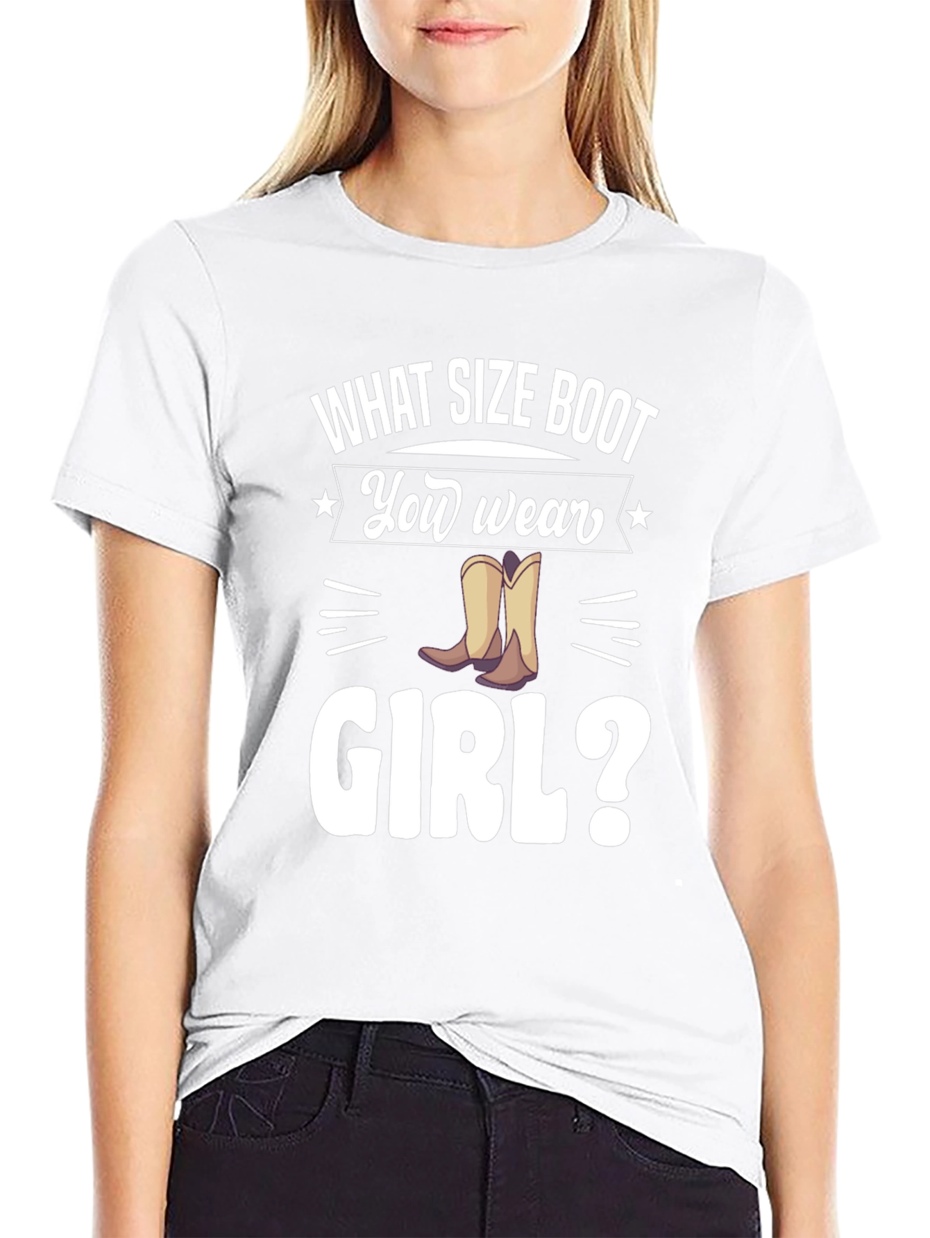 Black What Size Boot You Wear Girl? T-Shirt view 9