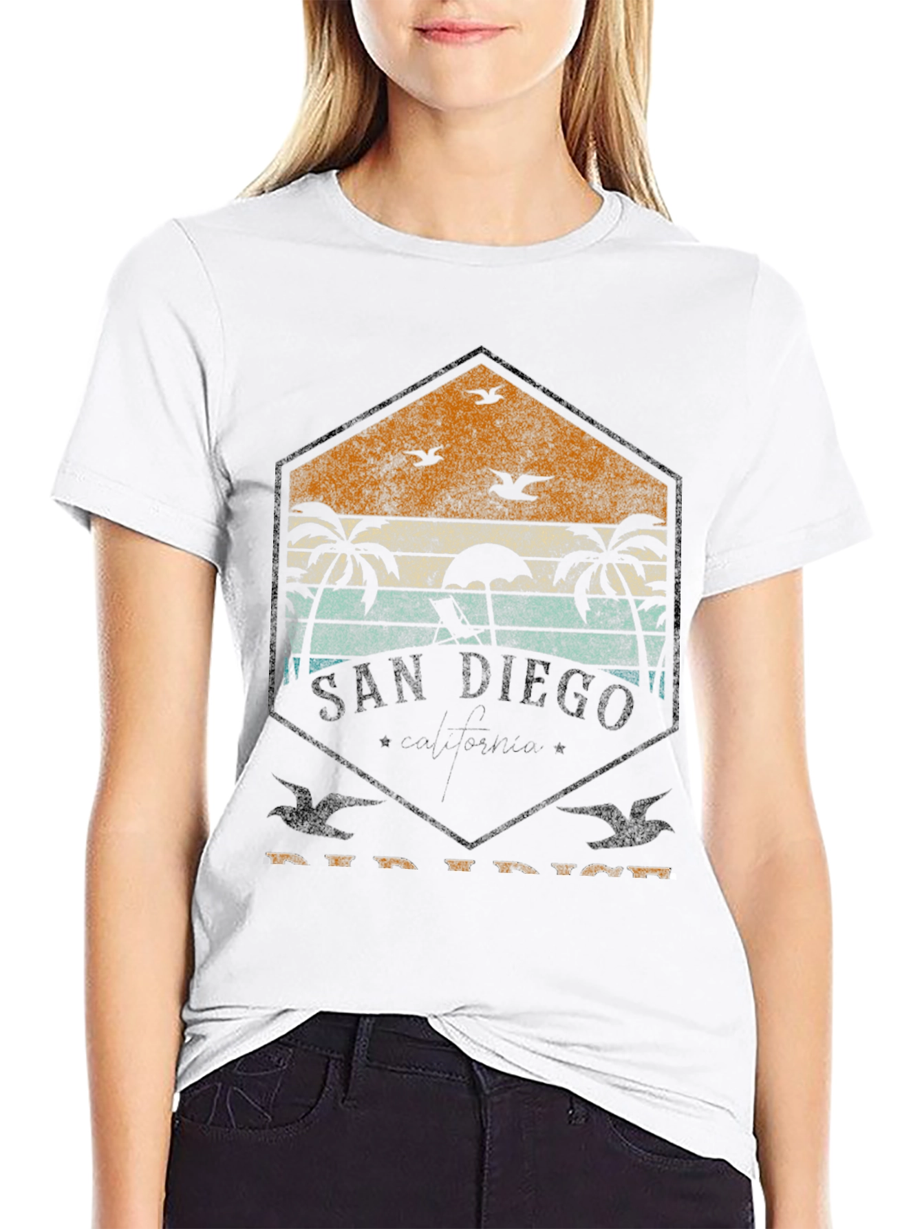 Black San Diego Retro Beach T-Shirt view 9