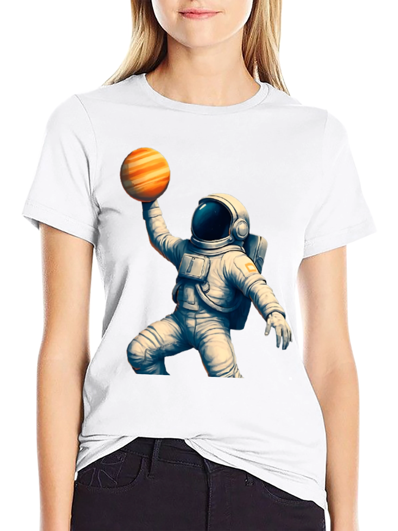 Black Astronaut Holding Planet T-Shirt - Space Lover Gift view 9