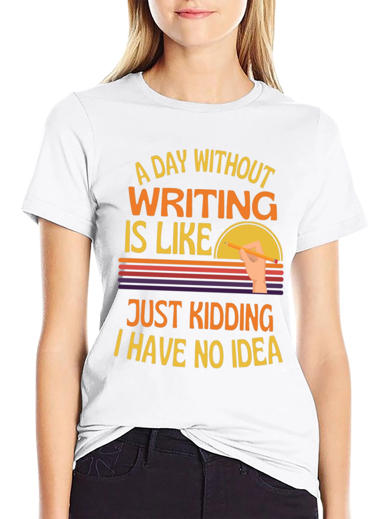Black Funny Writing T-Shirt - A Day Without Writing view 9