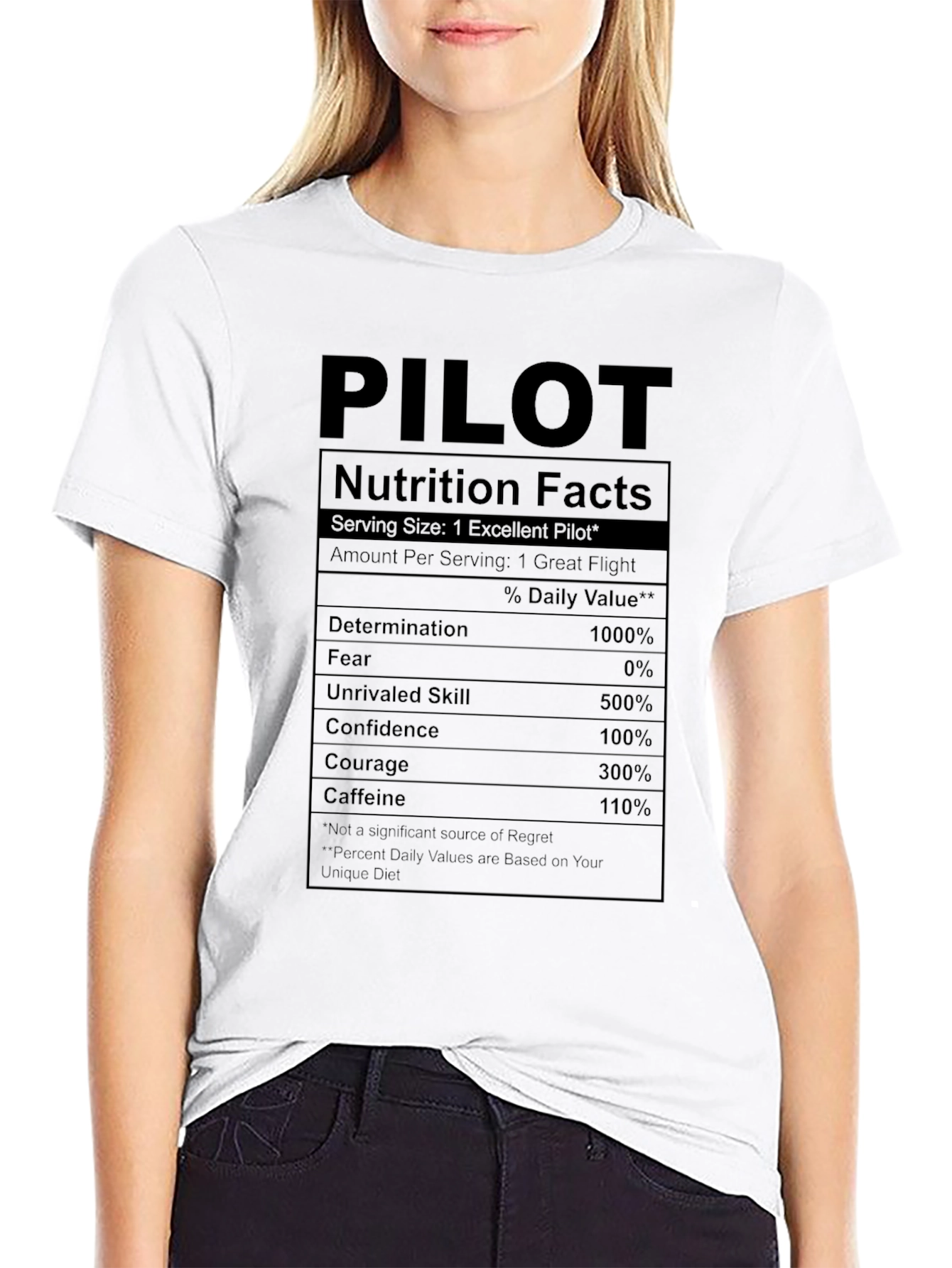 Black Pilot Nutrition Facts T-Shirt - Fly High! view 9