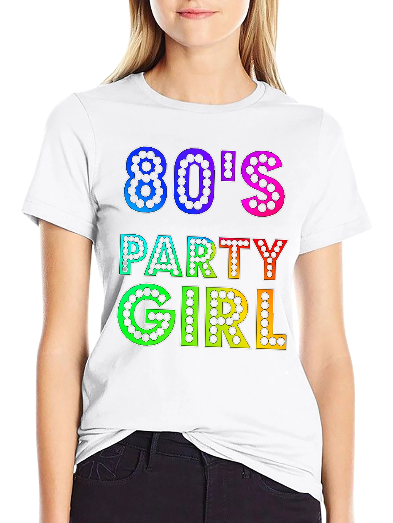 Black 80's Party Girl Graphic Tee - Retro Style view 9