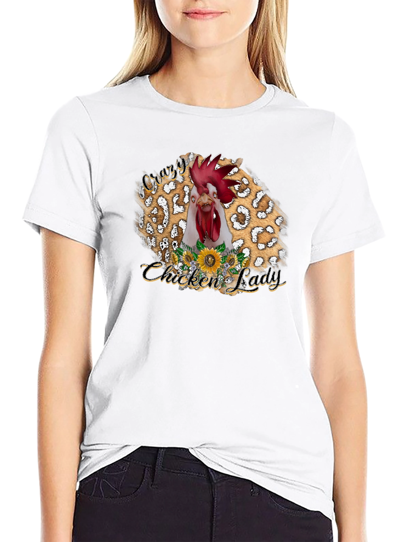 Black Crazy Chicken Lady T-Shirt view 9
