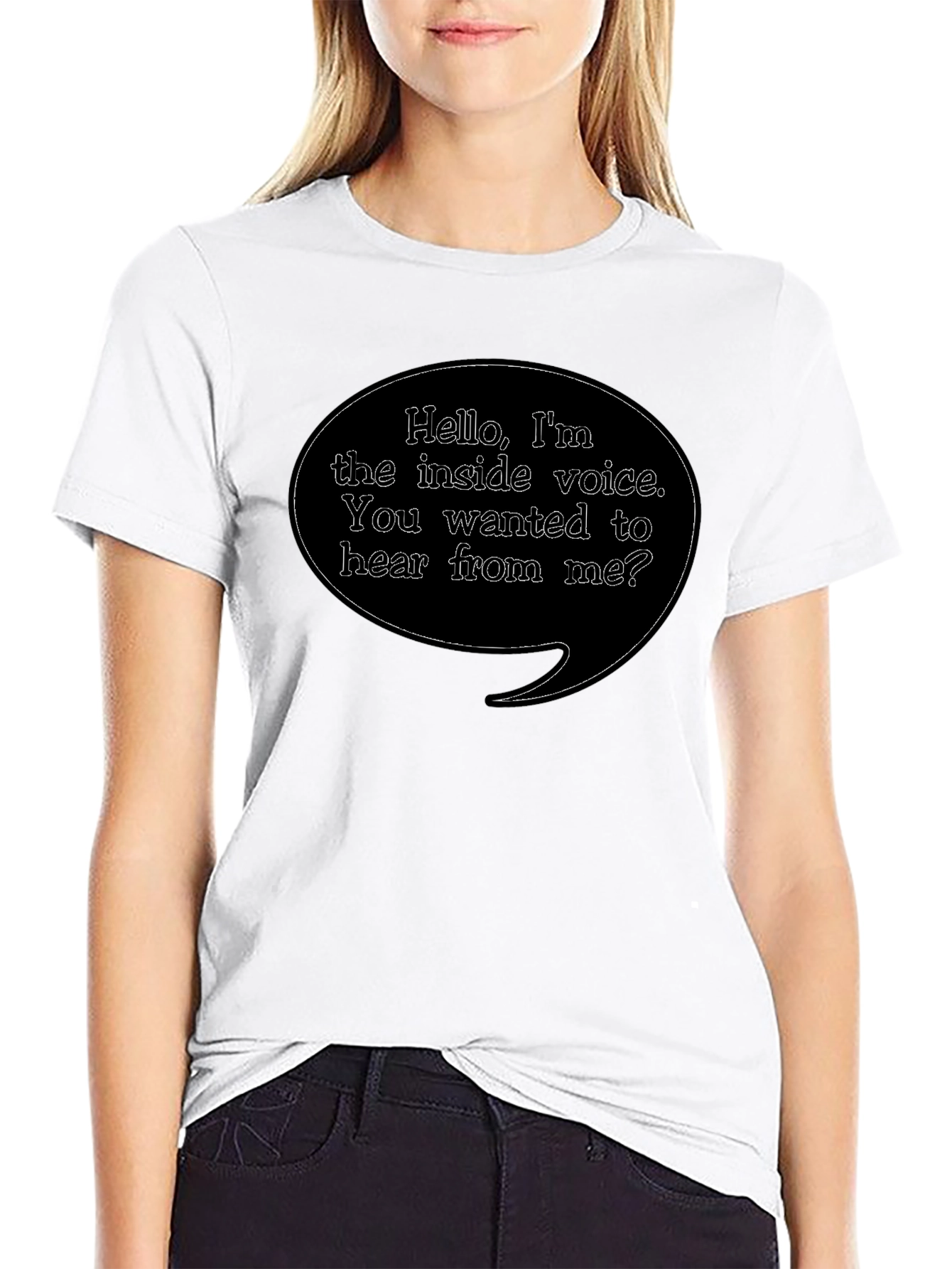 Black Inside Voice Graphic Tee - Funny Black T-Shirt view 9