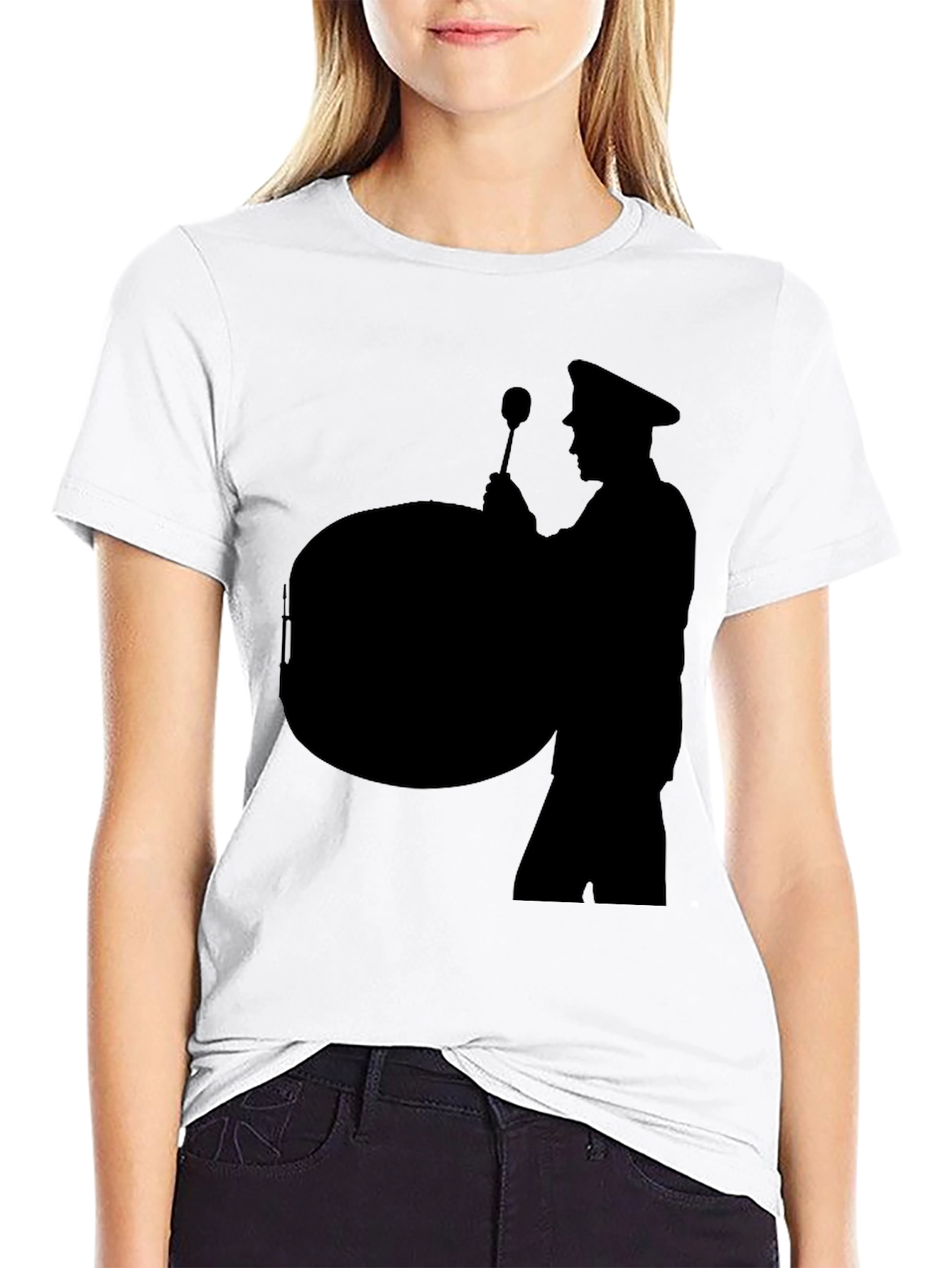 Black Silhouette Drummer Black T-Shirt view 9