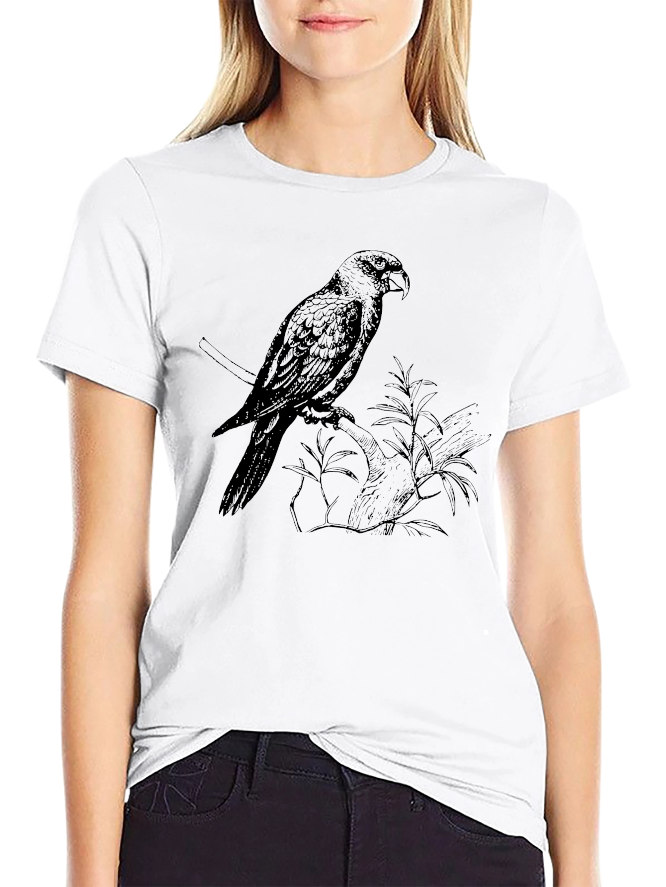 Black Parrot Graphic Tee - Stylish Bird Print T-Shirt view 9