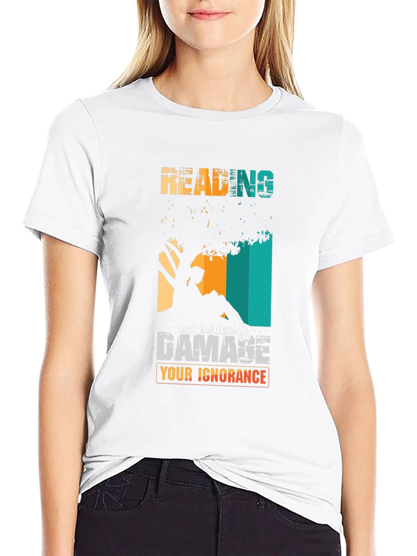 Black Reading Can Damage Ignorance Graphic Tee view 9