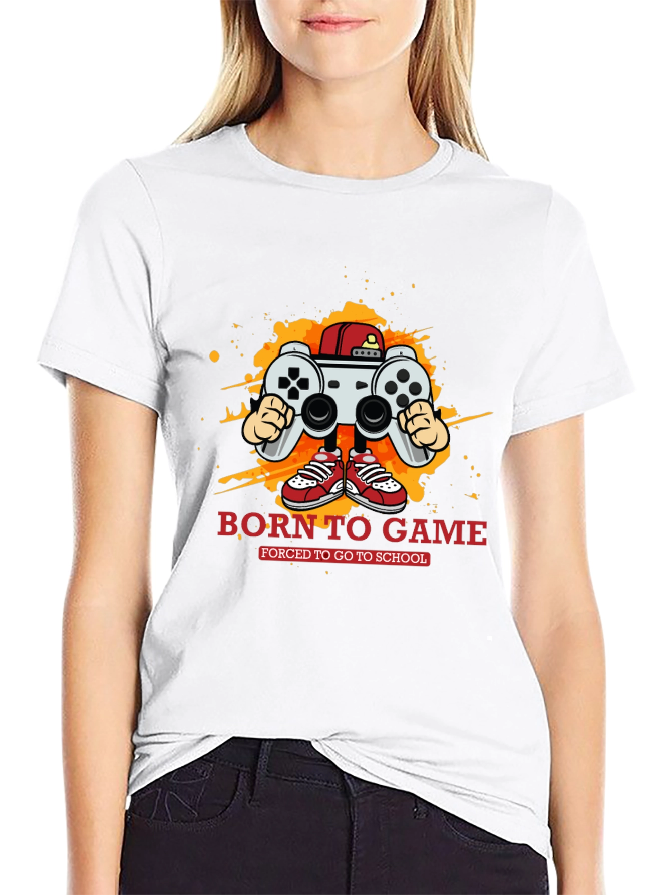 Black Born to Game Black Graphic Tee view 9