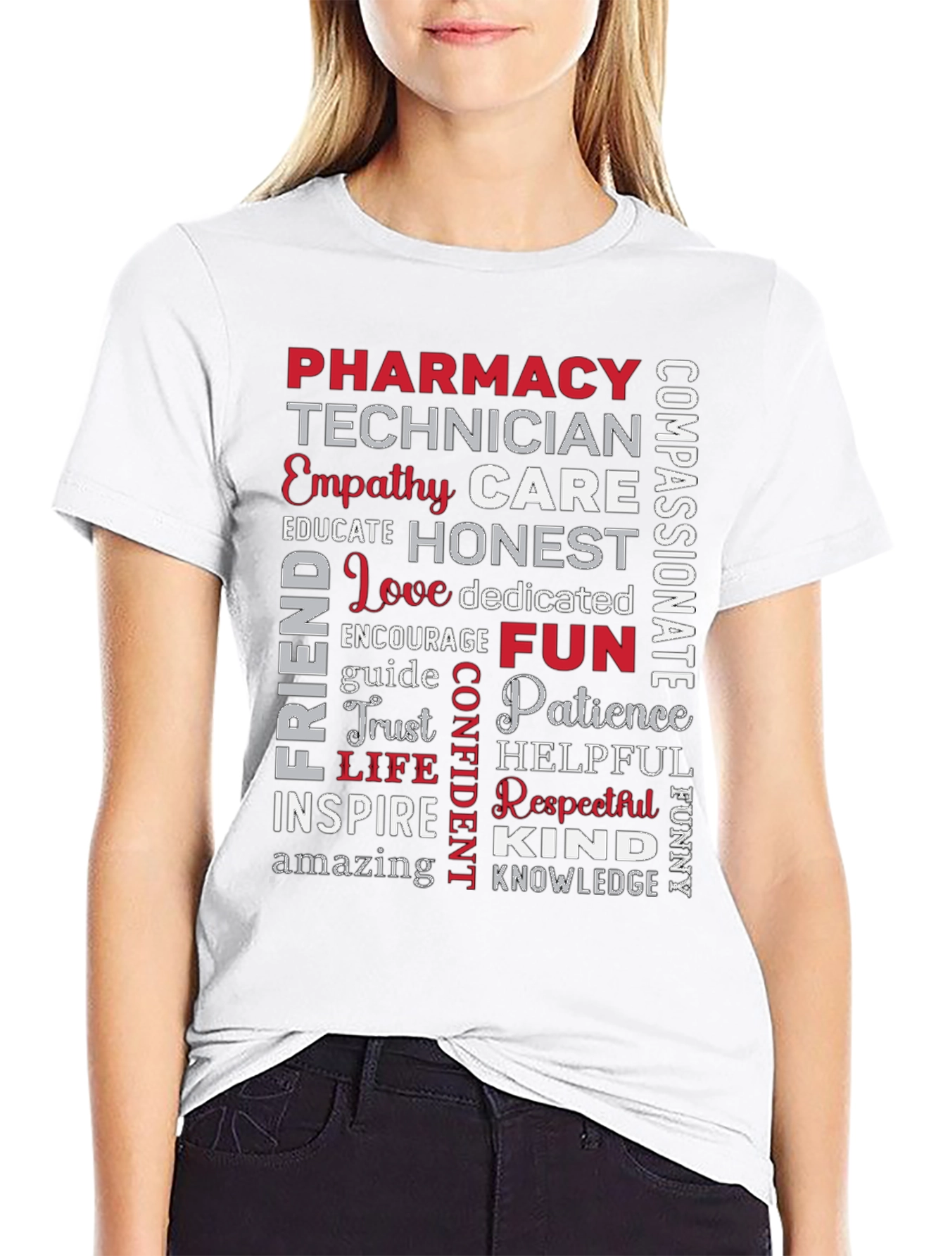 Black Pharmacy Technician Word Art T-Shirt view 9