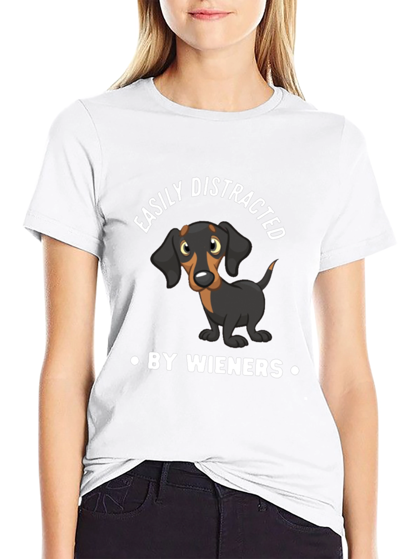 Black Funny Dachshund Wieners Men's Black T-Shirt view 9