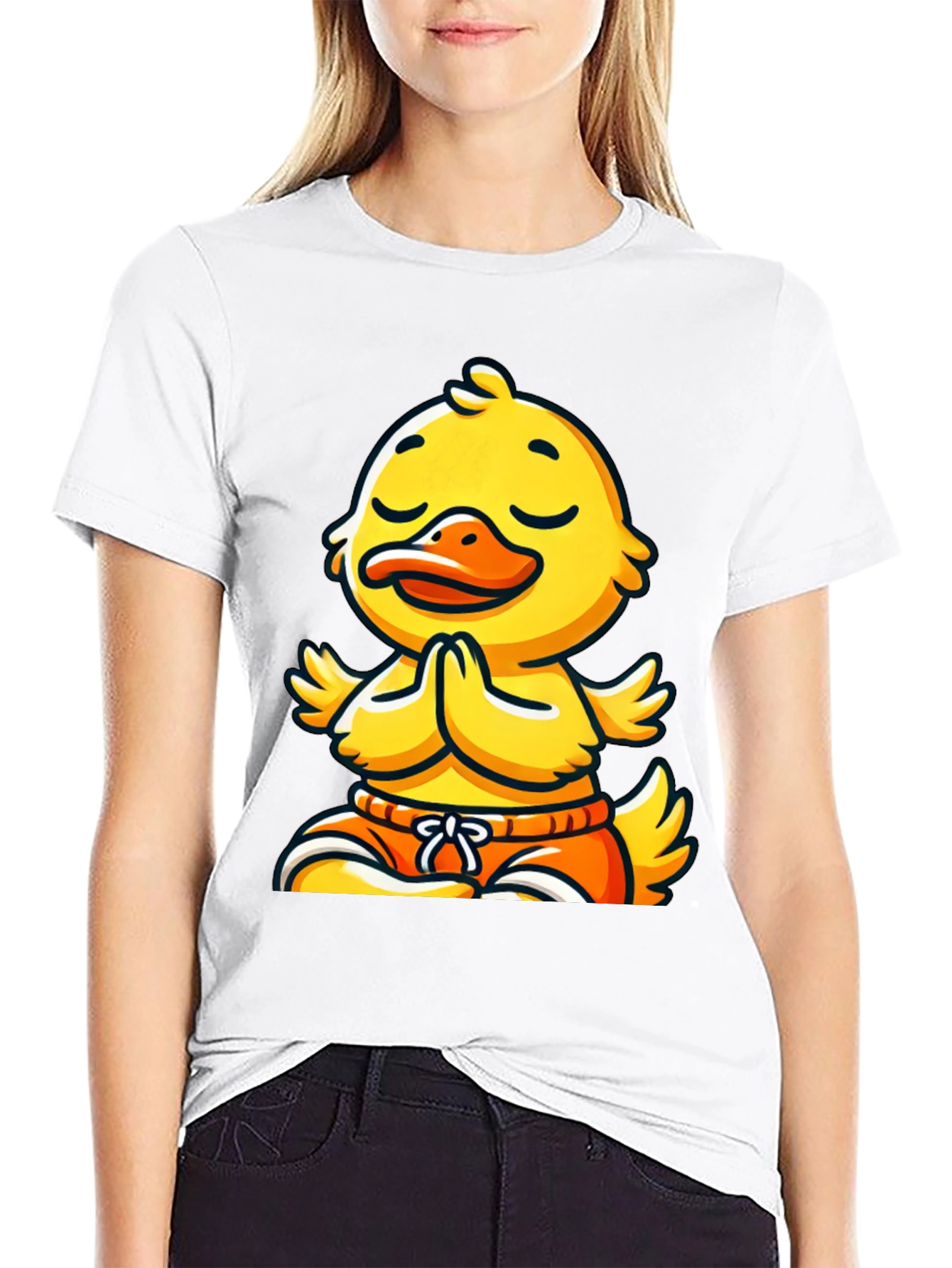 Black Meditating Duck T-Shirt: Funny Yoga Animal Tee view 9