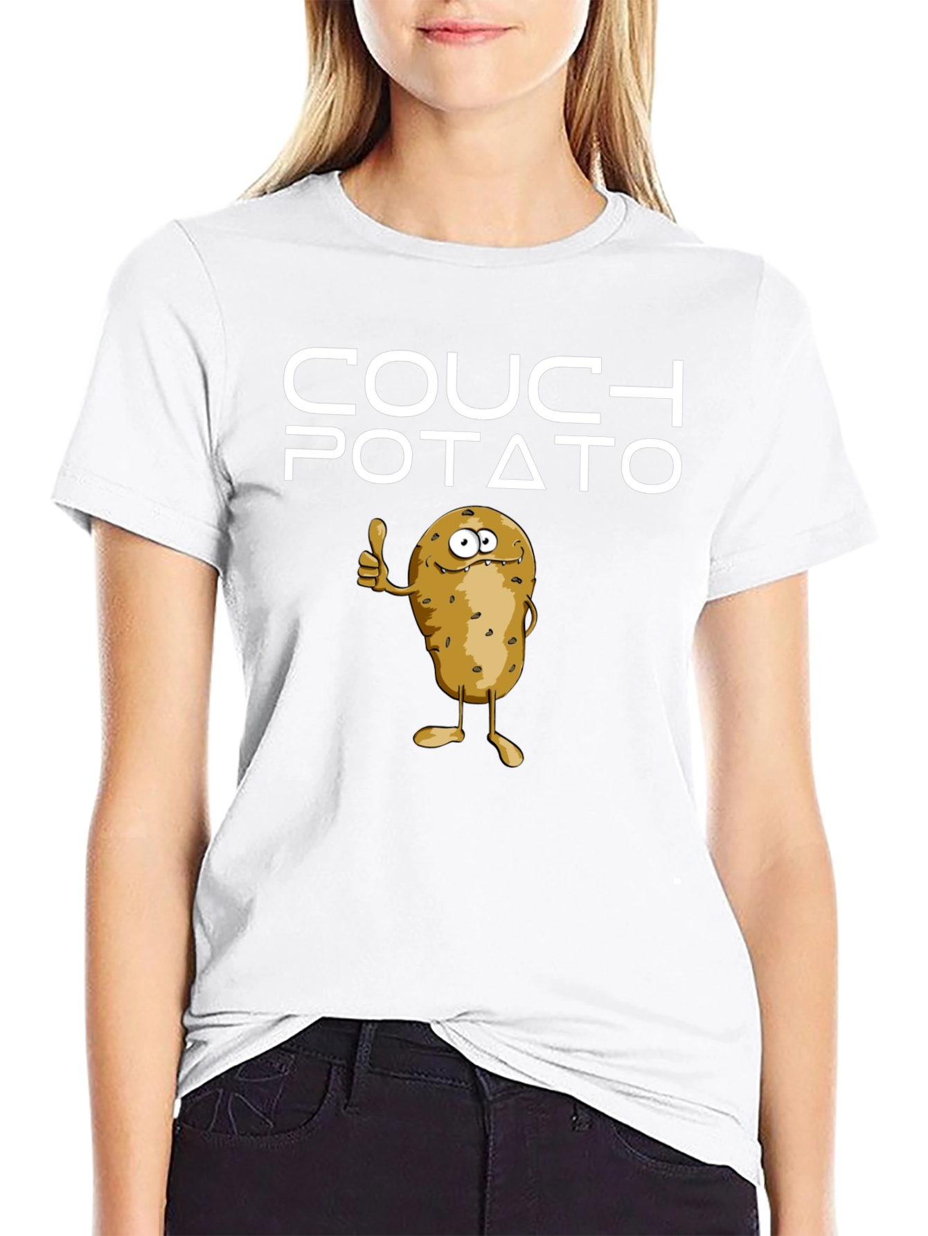 Black Couch Potato T-Shirt - Funny Cartoon Graphic Tee view 9