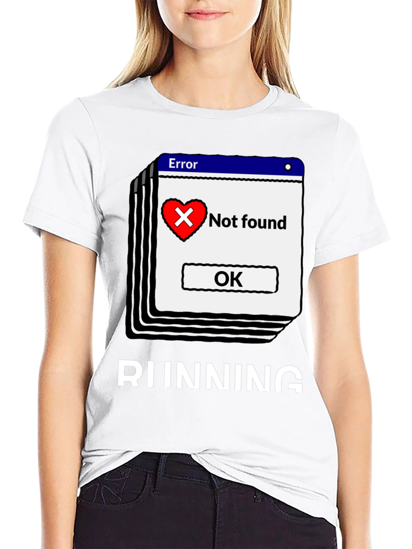 Black Error Heart Not Found Running T-Shirt view 9