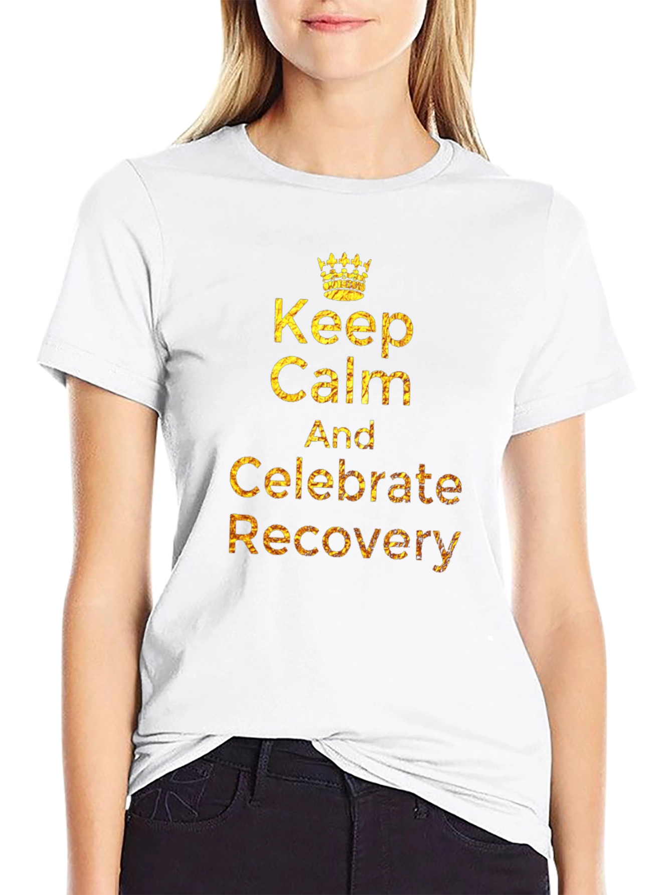 Black Keep Calm & Celebrate Recovery T-Shirt view 9