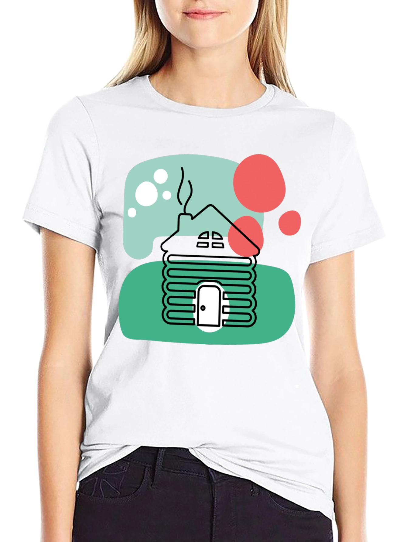 Black Cabin T-Shirt, Novelty Graphic Tee view 9