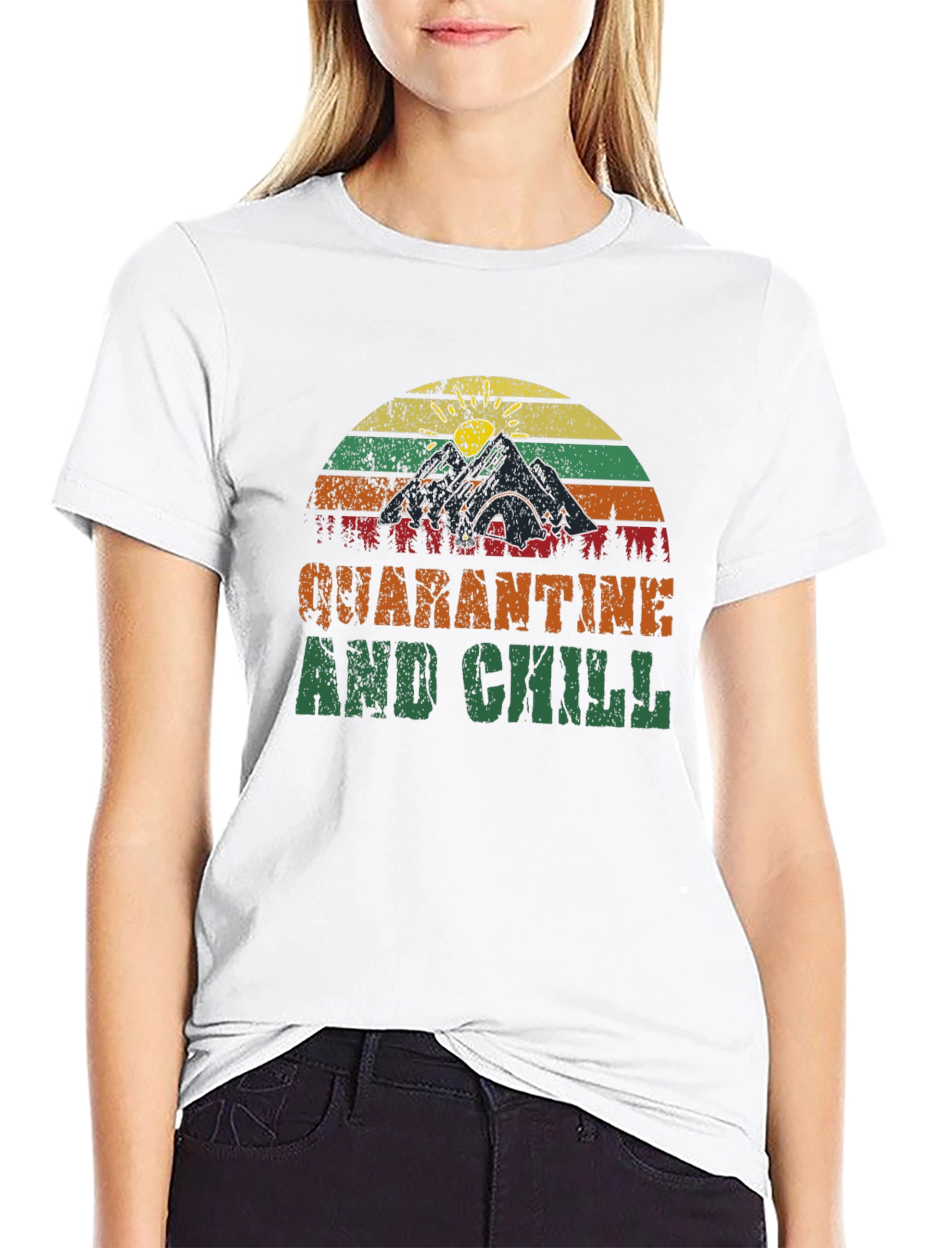 Black Quarantine & Chill Camping Graphic Tee - Black view 9
