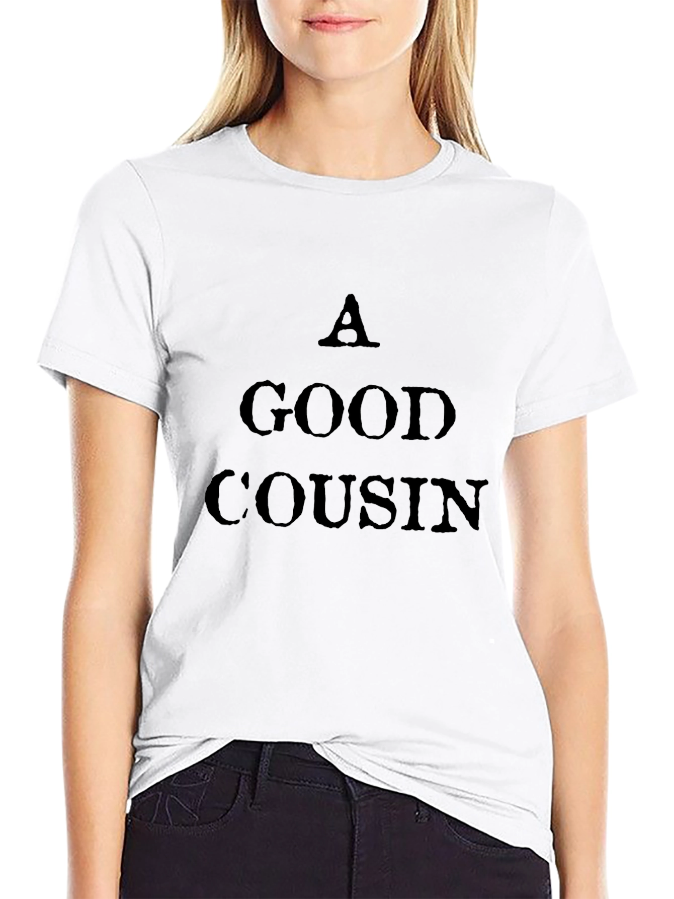 Black A Good Cousin T-Shirt - Black Crew Neck Tee view 9