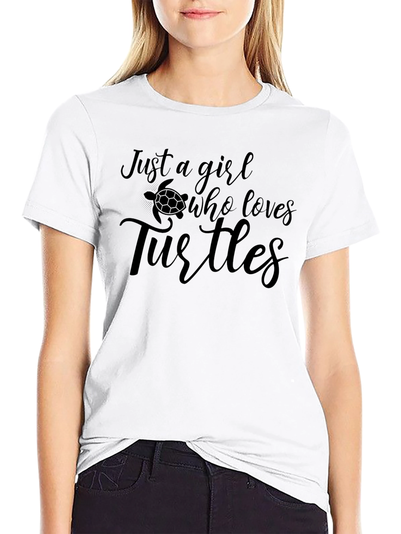 Black Just A Girl Who Loves Turtles T-Shirt view 9