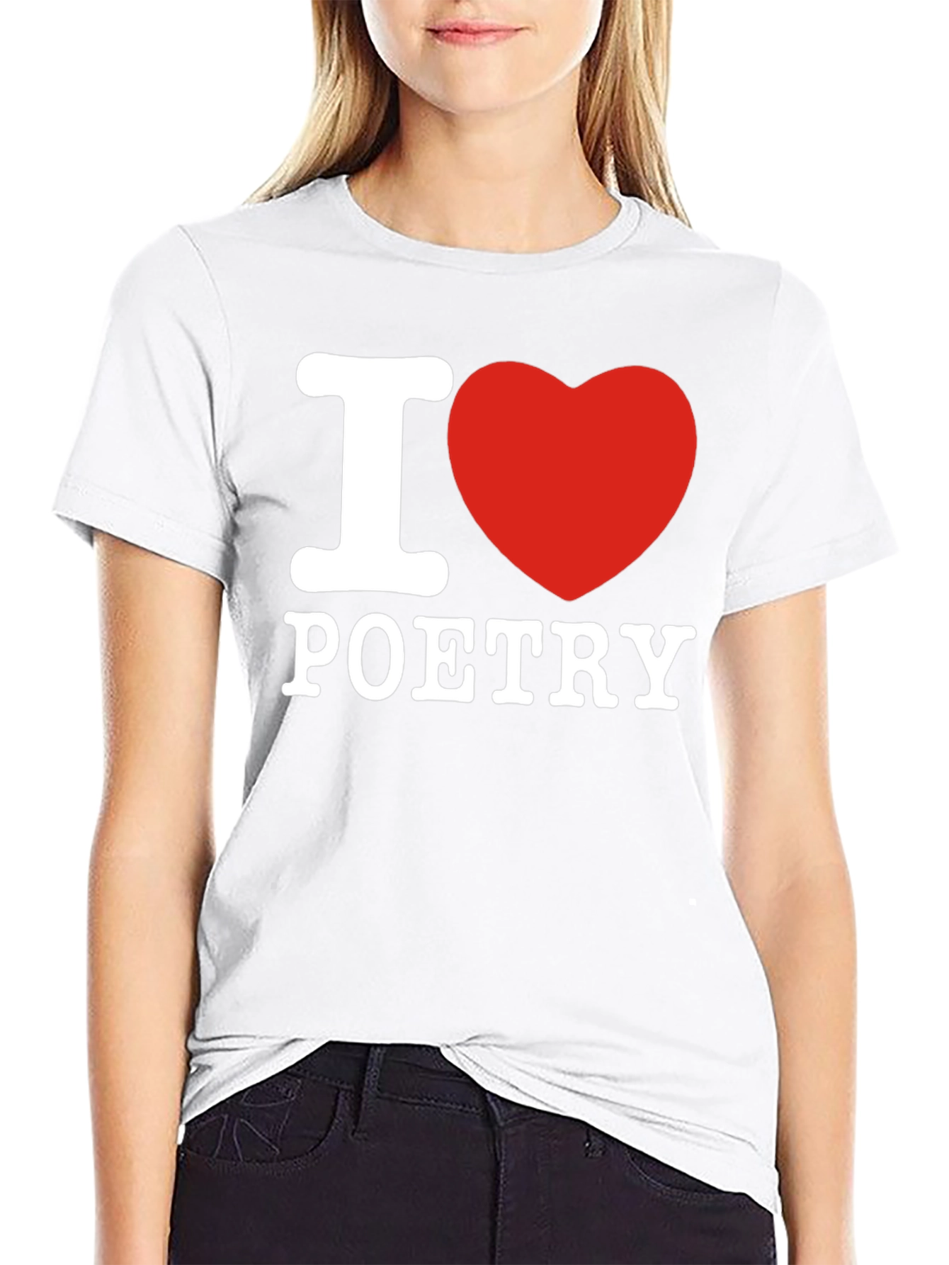 Black I Heart Poetry Graphic Tee - Soft Cotton Blend Shirt view 9