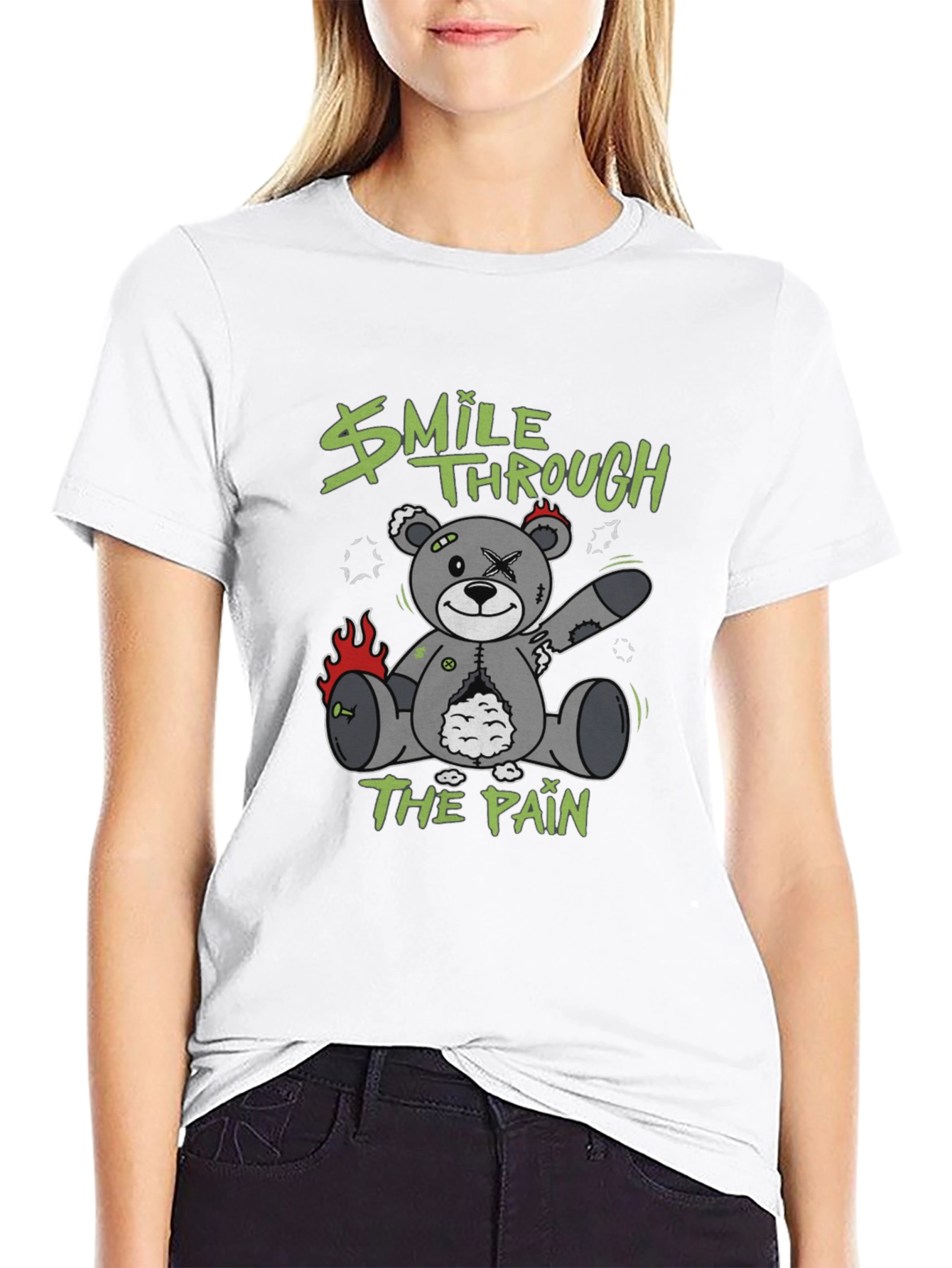 Black Smile Through The Pain Graphic T-Shirt view 9