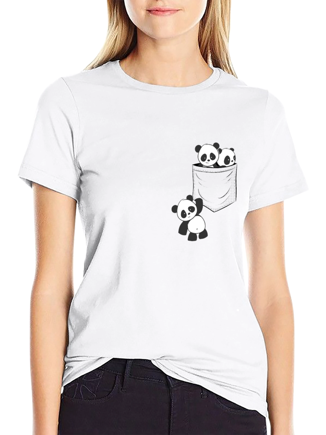 Black Panda Pocket Tee - Cute Graphic T-Shirt view 9