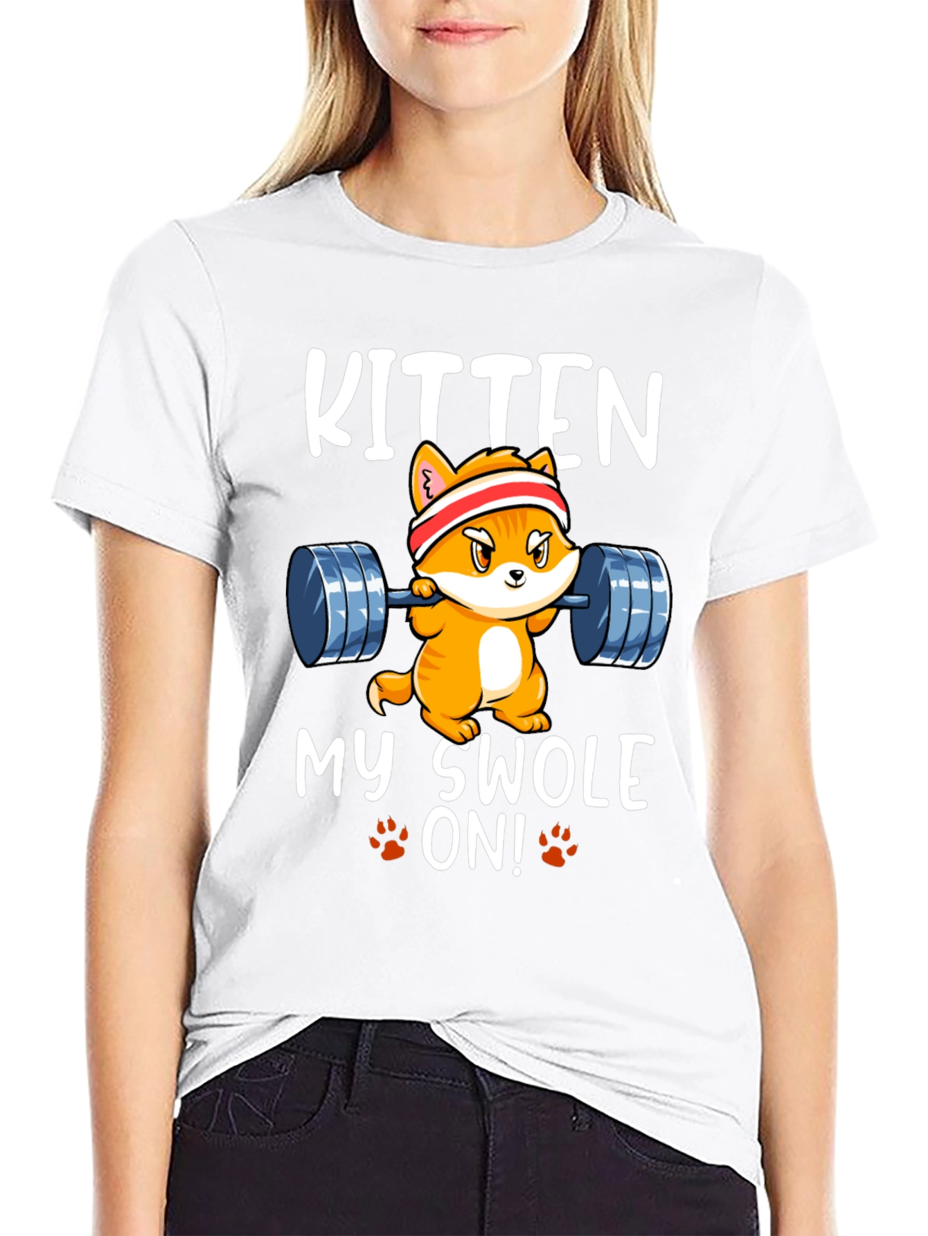 Black Kitten My Swole On! T-Shirt Gym Workout Tee view 9