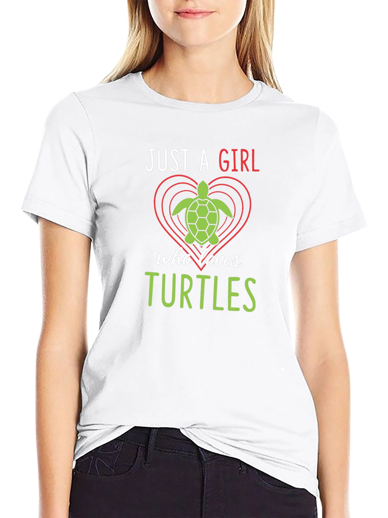 Black Just a Girl Who Loves Turtles T-Shirt view 9