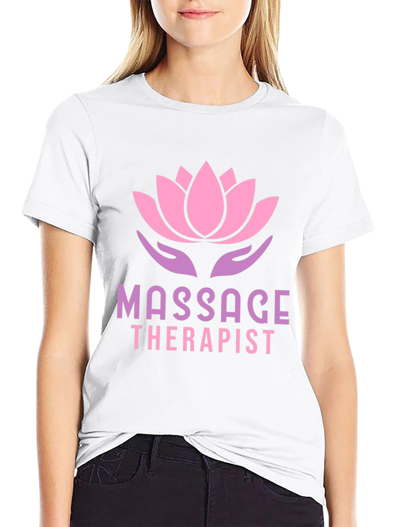 Black Massage Therapist Lotus Flower T-Shirt view 9