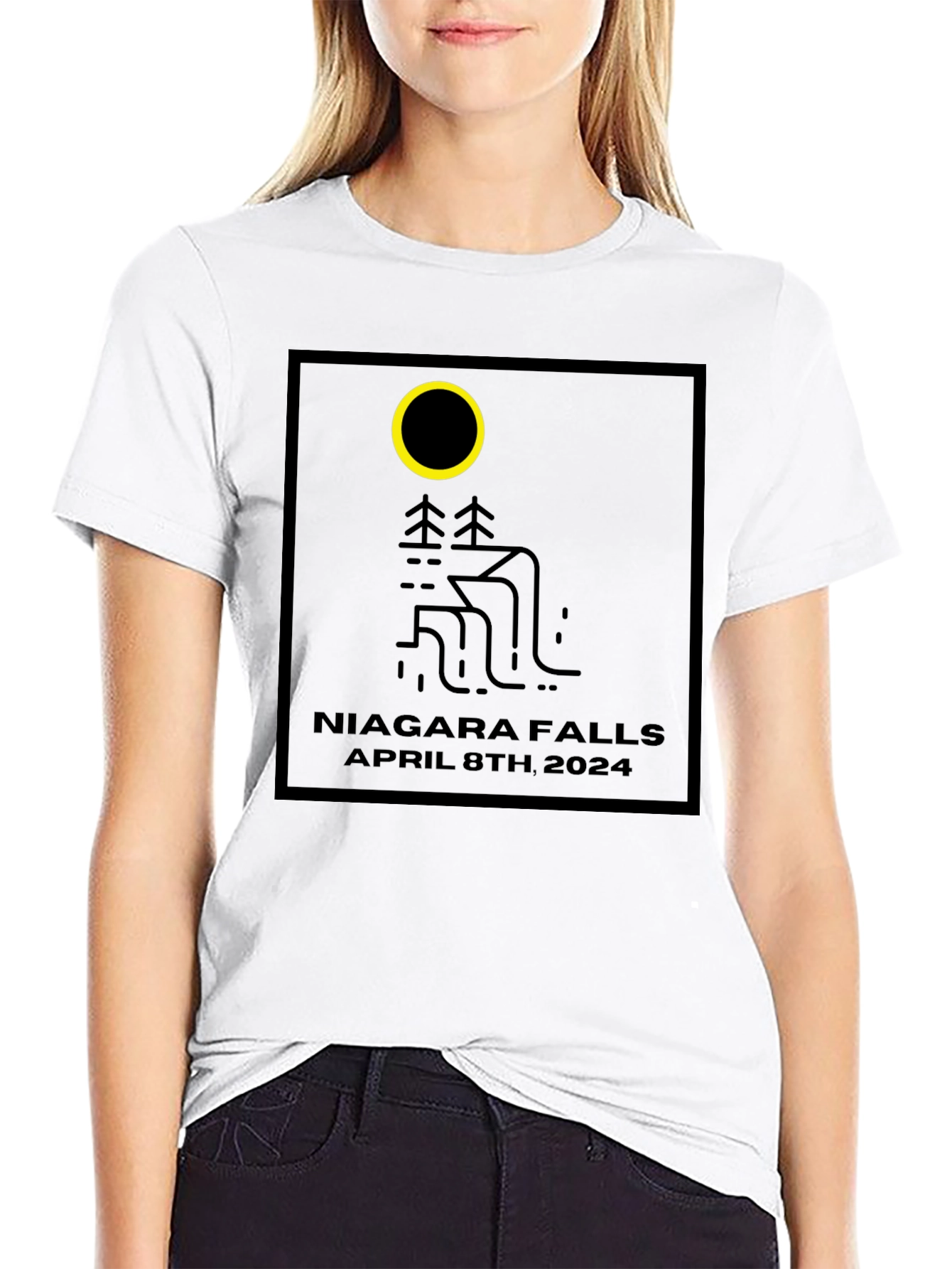 Black Niagara Falls April 8th 2024 Black T-Shirt view 9