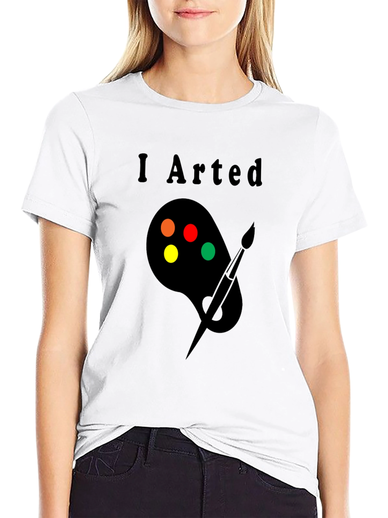 Black I Arted T-Shirt - Painter Palette Design view 9