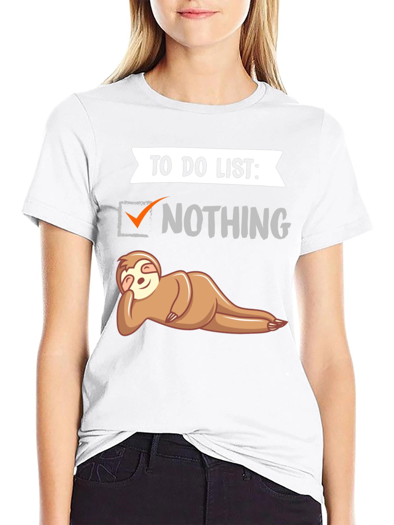 Black Lazy Sloth To-Do List T-Shirt - Funny Graphic Tee view 9