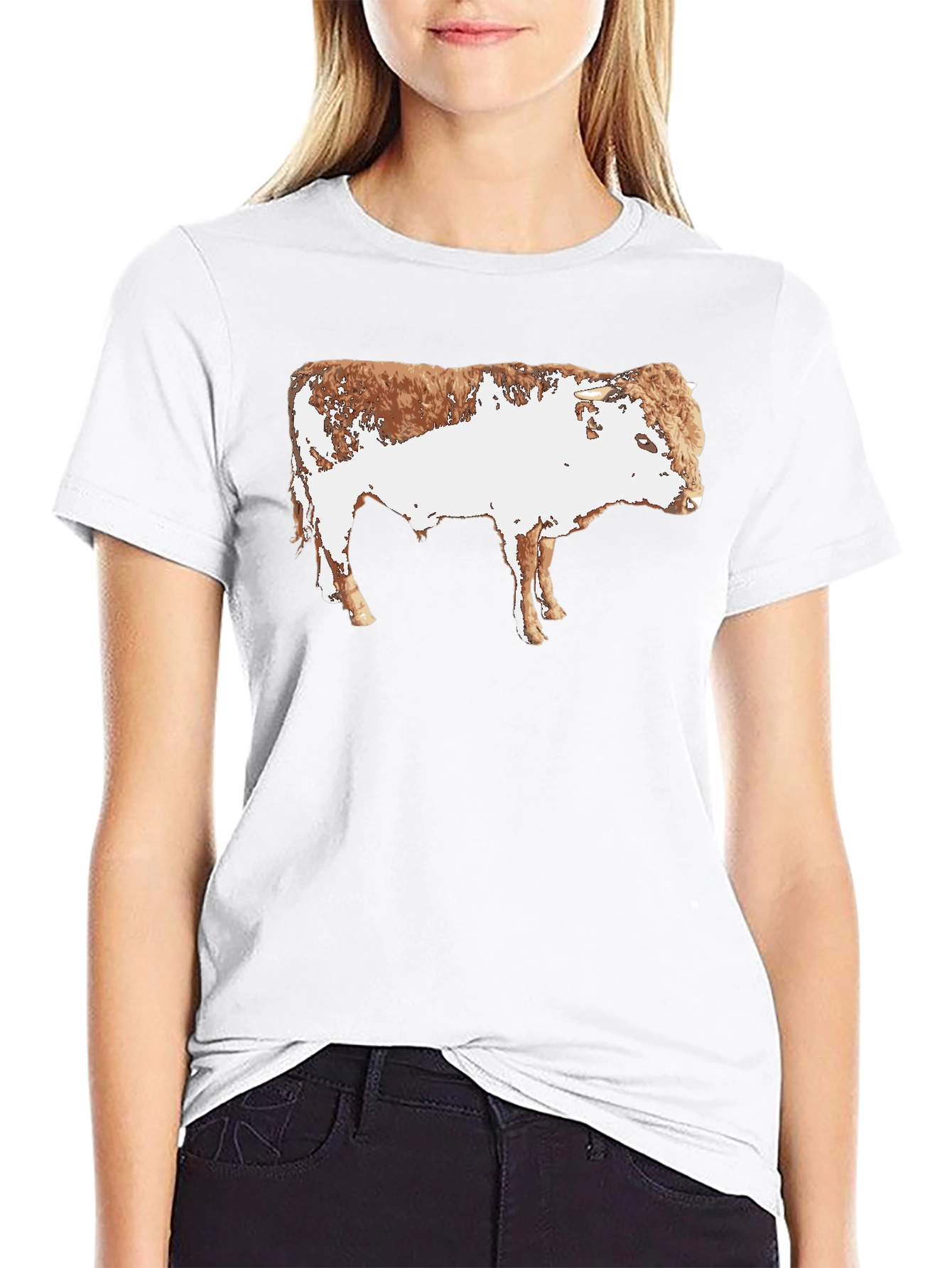 Black Cow Graphic Black T-Shirt - Animal Print Tee view 9