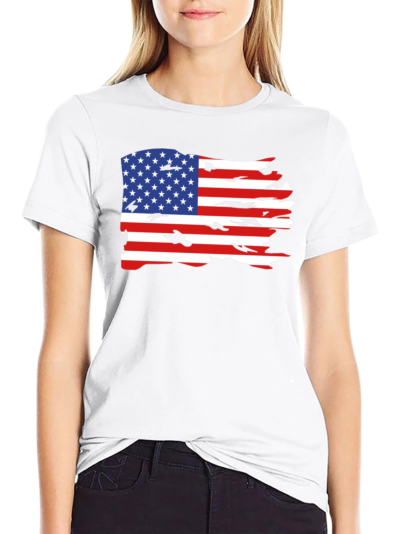 Black American Flag Graphic Tee view 9